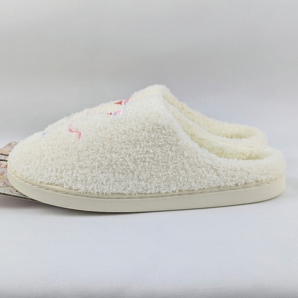 Slippers Strawberry Cosmopolitan Embroider Fleece Memory Foam Slip On M(7/8) NWT - Picture 5 of 14